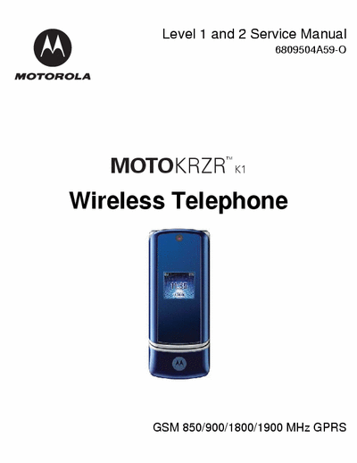 Motorola KRZR K1 Motorola KRZR K1 Level 1&2 Service Manual